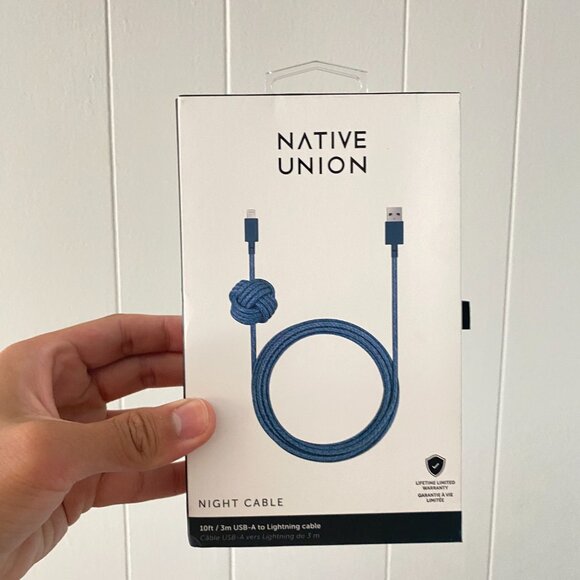 Native Union Night Cable USB-A Cable 10ft Indigo Blue for iPhone iPad Reinforced - Picture 2 of 5